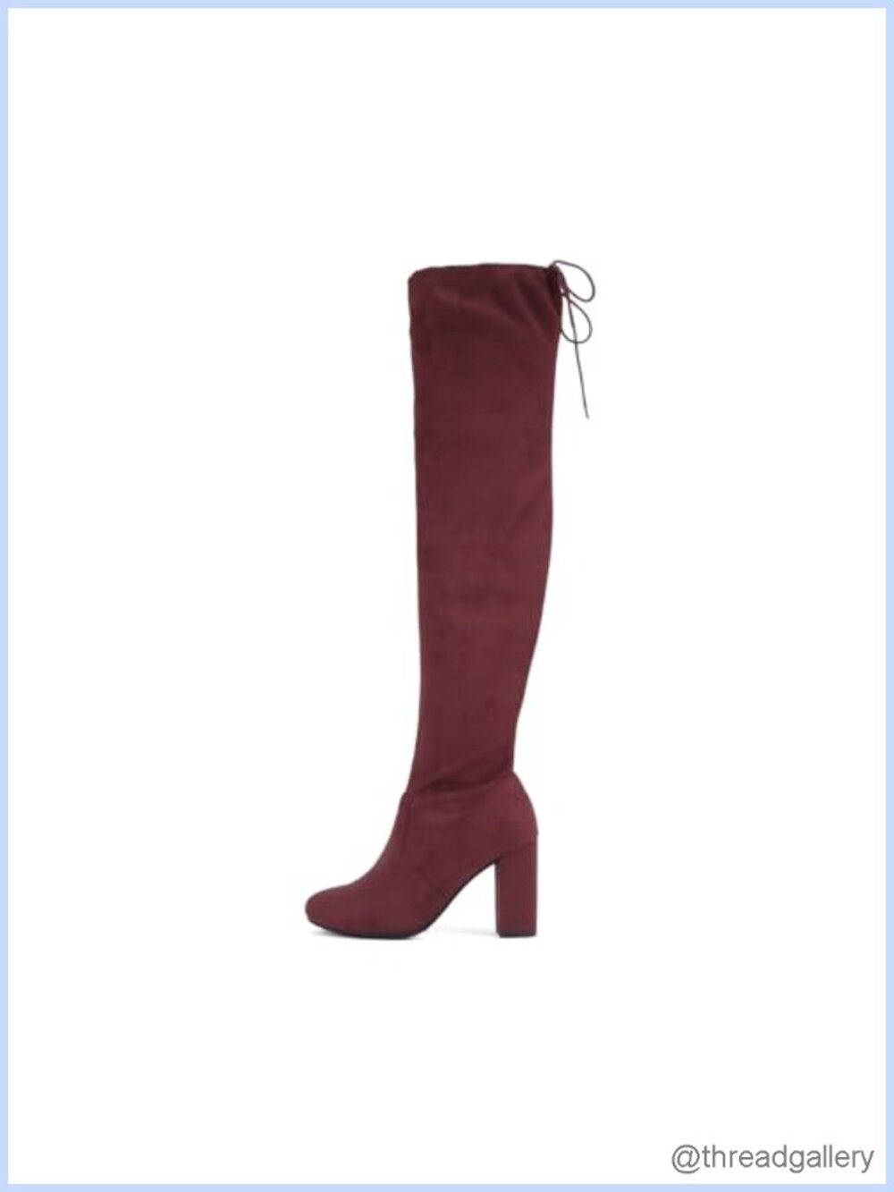 Women Round Toe Drawstring Over Knee High Heel Boots